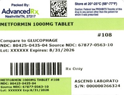 Metformin 1000mg #108 (Metformin 1000mg 80425 0435 04)